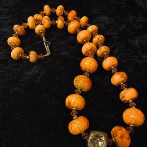 Orange-Gold Bead Necklace